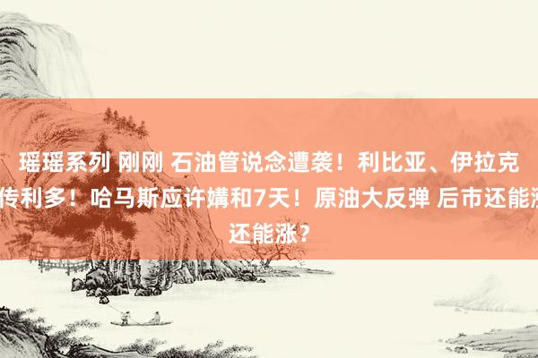 瑶瑶系列 刚刚 石油管说念遭袭！利比亚、伊拉克突传利多！哈马斯应许媾和7天！原油大反弹 后市还能涨？