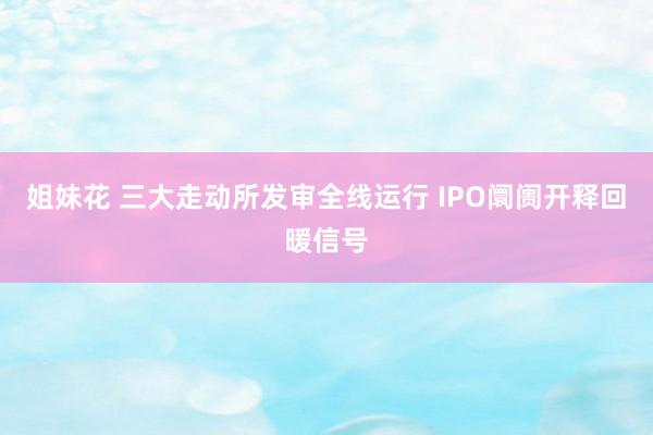 姐妹花 三大走动所发审全线运行 IPO阛阓开释回暖信号